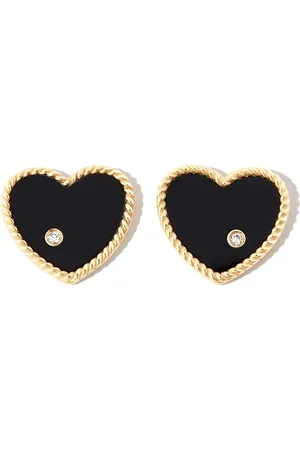YVONNE LÉON 9kt yellow onyx heart diamond stud earrings