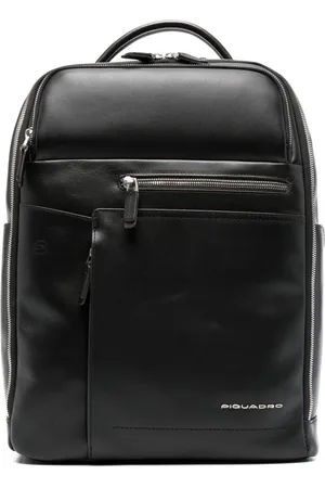 Piquadro Cary logo-lettering leather backpack