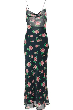ROTATE Rose-print chiffon maxi dress