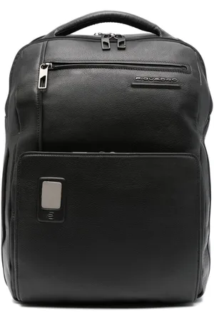 Piquadro Akron logo-lettering leather backpack