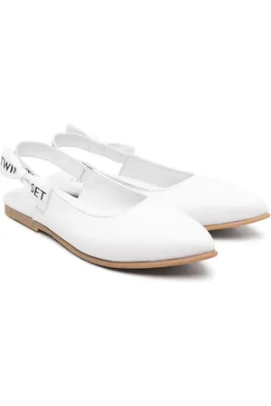 Twin-Set Bow-detail leather ballerina shoes