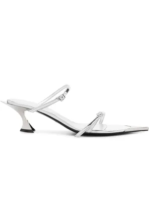 MUGLER 50mm metallic leather mules