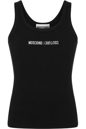 Moschino Logo-embroidered ribbed tank top