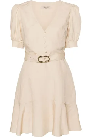 Twin-Set Puff-sleeves flared midi dress