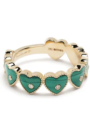 YVONNE LÉON 9kt yellow Alliance malachite heart ring