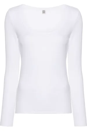 Totême Scoop-neck fine-ribbed T-shirt