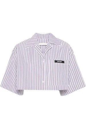 Palm Angels Logo-tag cropped striped shirt