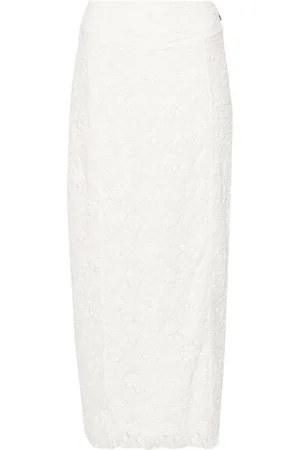 ROTATE Floral-lace mesh maxi skirt