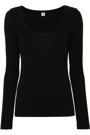 Totême Scoop-neck fine-ribbed T-shirt