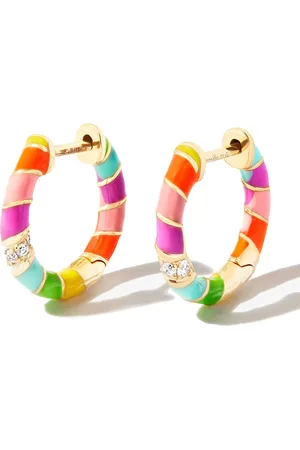 YVONNE LÉON 9kt yellow rainbow diamond hoop earrings