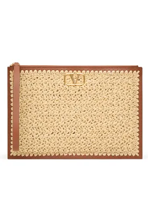 VALENTINO GARAVANI VLogo Signature raffia clutch bag