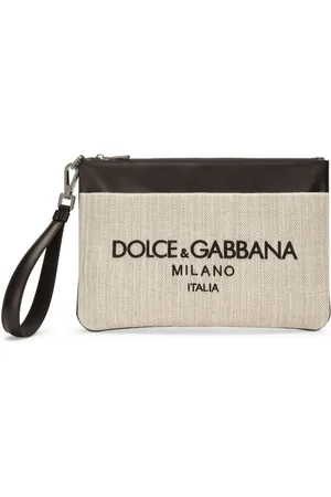 Dolce & Gabbana Logo-embroidered canvas clutch bag