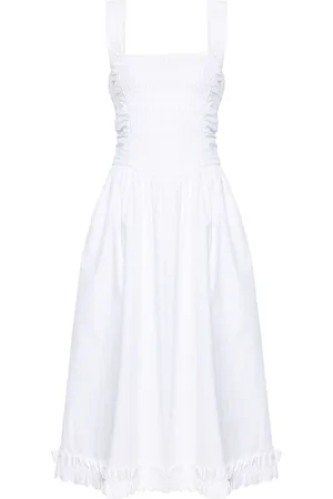 Ganni Smocked poplin midi dress