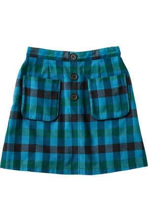 Familiar Check-print cotton skirt
