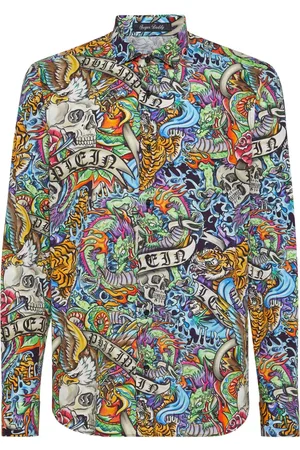 Philipp Plein Graphic-print cotton-blend shirt