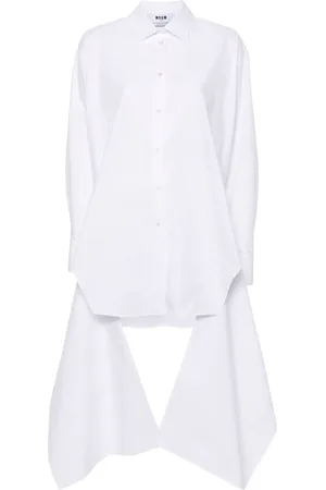 Msgm Knot-detail cotton shirt dress