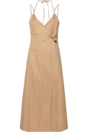 Ganni Wrap herringbone midi dress