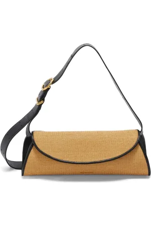 Jil Sander Small Cannolo interwoven raffia shoulder bag