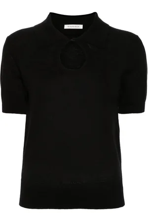 By Malene Birger Keyhole-neck ribbed polo top