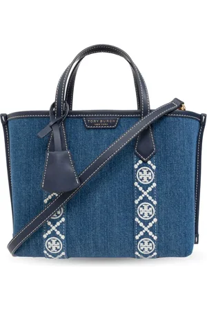 Tory Burch Logo-tape denim tote bag