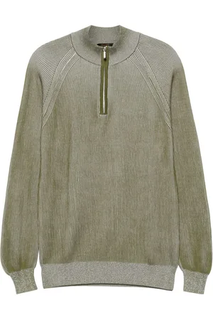 MOORER Ribbed half-zipped jumper