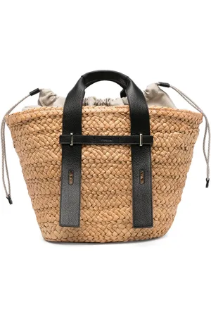 Furla Leather-embellished raffia tote bag