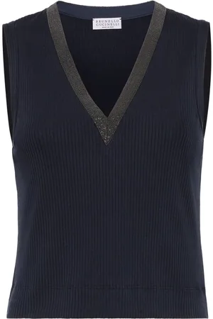 Brunello Cucinelli Monili-trim V-neck tank top