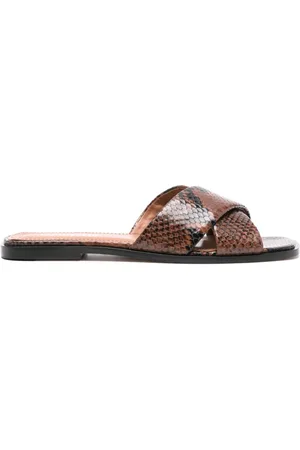 PARIS TEXAS Snakeskin-effect leather slides