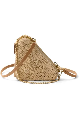 Prada Logo-embroidered crochet pouch