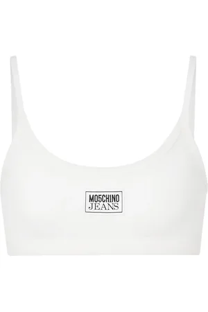 Moschino Logo-appliqu?? ribbed bra top