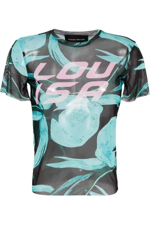Louisa Ballou Logo-print mesh T-shirt