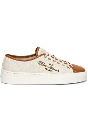 santoni Logo-print canvas sneakers