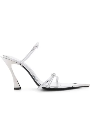 MUGLER 100mm metallic-leather mules