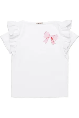 Nº21 Ruffle-detail cotton T-shirt