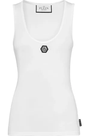 Philipp Plein Logo-appliqu??d cotton tank top