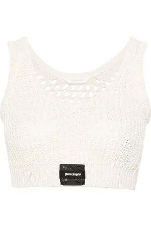 Palm Angels Sequin-embellished knitted crop top
