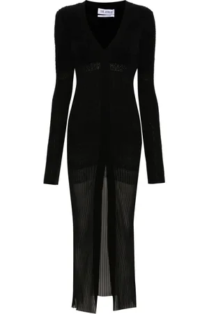 The Attico V-neck ribbed midi dress