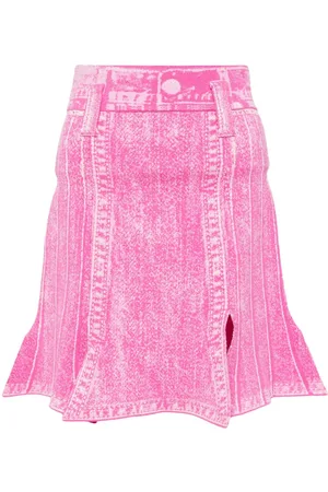 PH5 Denim-print high-rise skirt