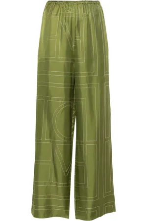 Totême Monogram silk straight-leg trousers