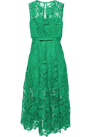 Self-Portrait Guipure-lace belted dress