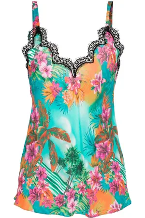 Roberto Cavalli Hawaii-print crepe tank top