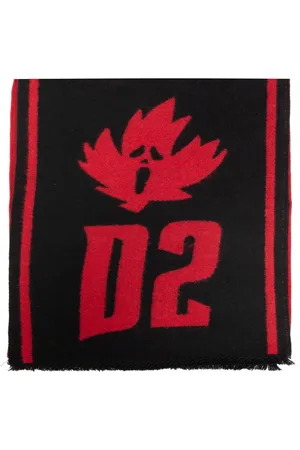 Dsquared2 D2 logo frayed scarf