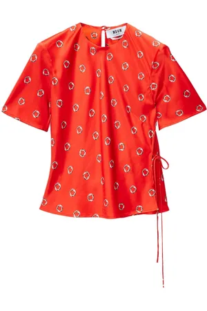 Msgm Graphic-print tied blouse