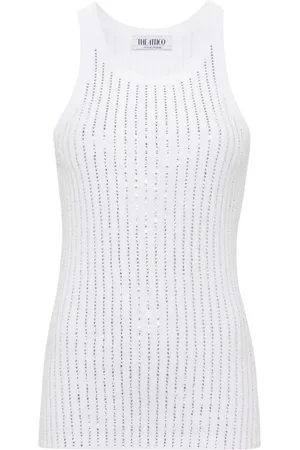 The Attico Rhinestone-embellished cotton tank top