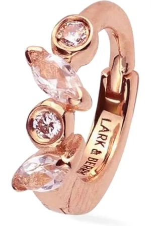 Lark & Berry 14kt rose gold medium Veto diamond and sapphire hoop earring