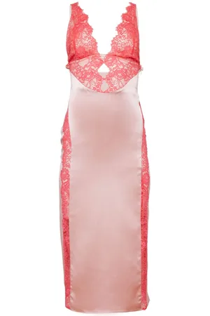 FLEUR DU MAL V-neck lace midi dress