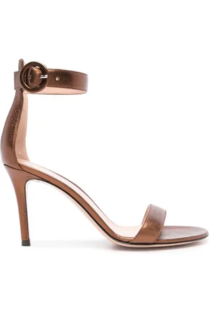 Gianvito Rossi Portofino 85mm metallic-leather sandals