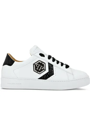 Philipp Plein Logo-patch panelled leather sneakers