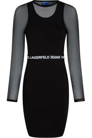 Karl Lagerfeld Logo waistband mesh minidress