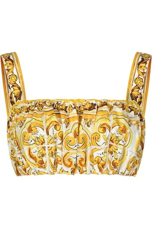 Dolce & Gabbana Majolica-print cotton crop top